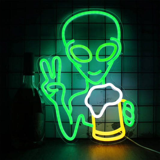 Drinking Alien Neon Signs