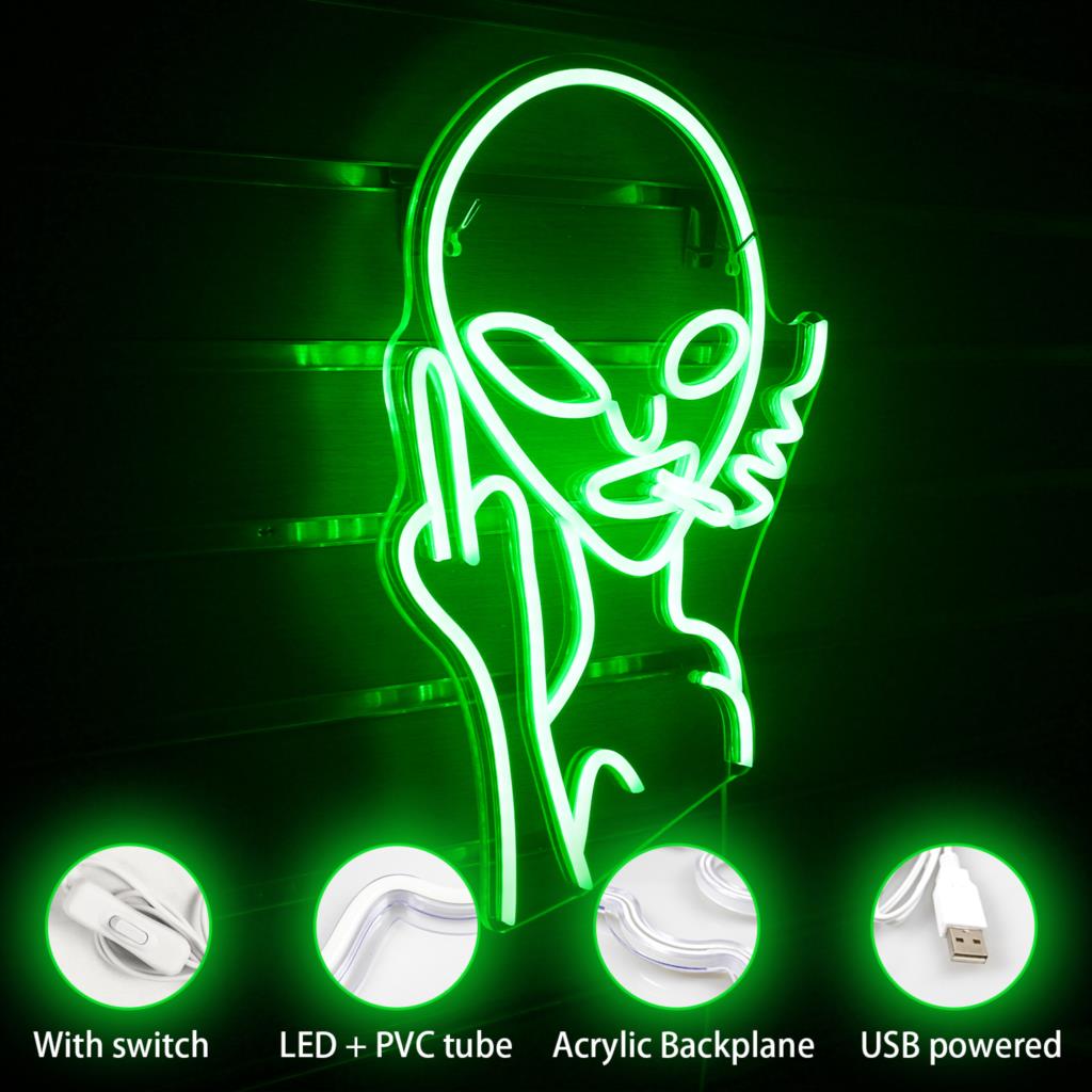 Smoking Alien Neon LED Sign